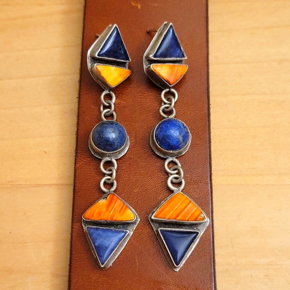 Lapis and coral earrings